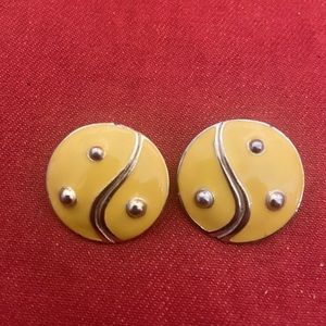 Fashionable Handmade Round Yellow Earrings~1.2”
